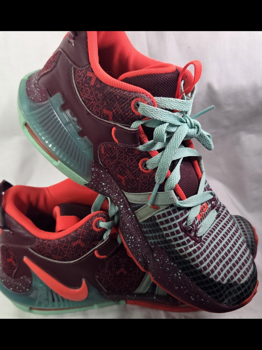 Nike Kids' Maroon, Teal & Coral Lace-Up Sneakers